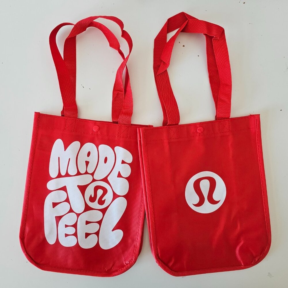 2 x New LULULEMON Red Made To Feel 2026 Reusable Shopping Lunch Gym Bag Small